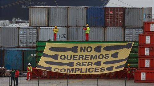protesta en Bilbao por la venta de armas españolas a Arabia Saudí A España no le importa que sus armas vendidas a Arabia Saudí se usen en Yemen